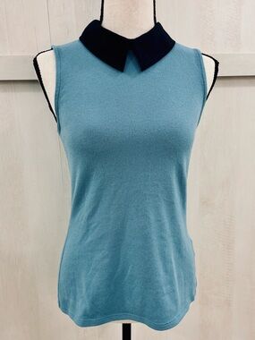 ModCloth Sleeveless Button Back Peter Pan
Collar Knit Top Blue Small S